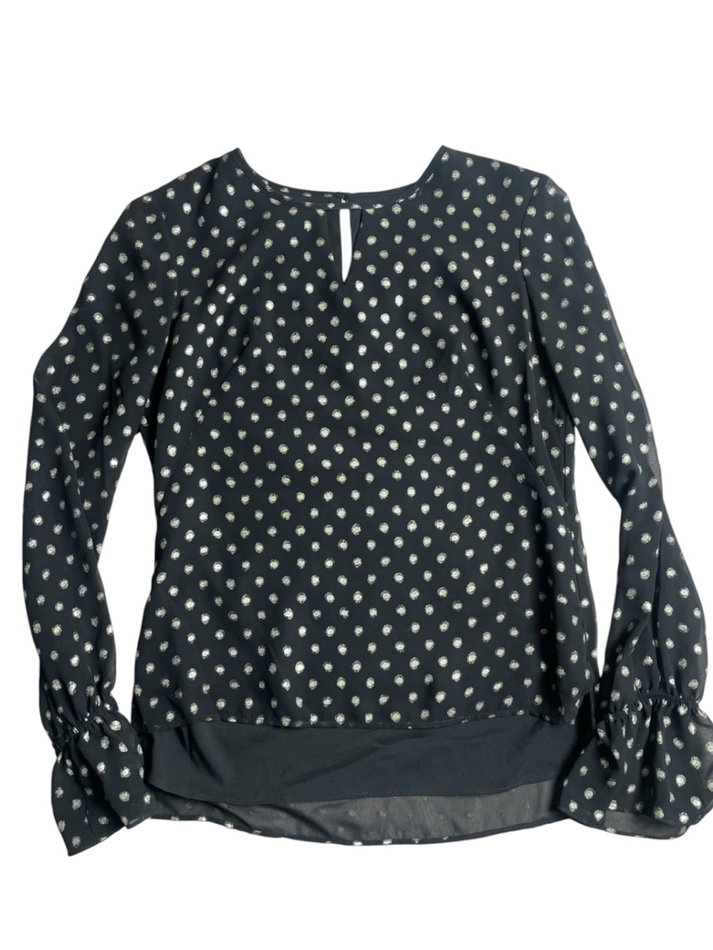 Amanda Uprichard Black Blouse with White Polka Dot Print